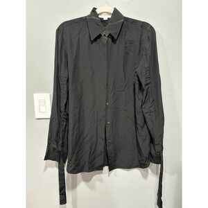 Michael Kors Collection Women's Button Down Blouse Silk Black Italy
